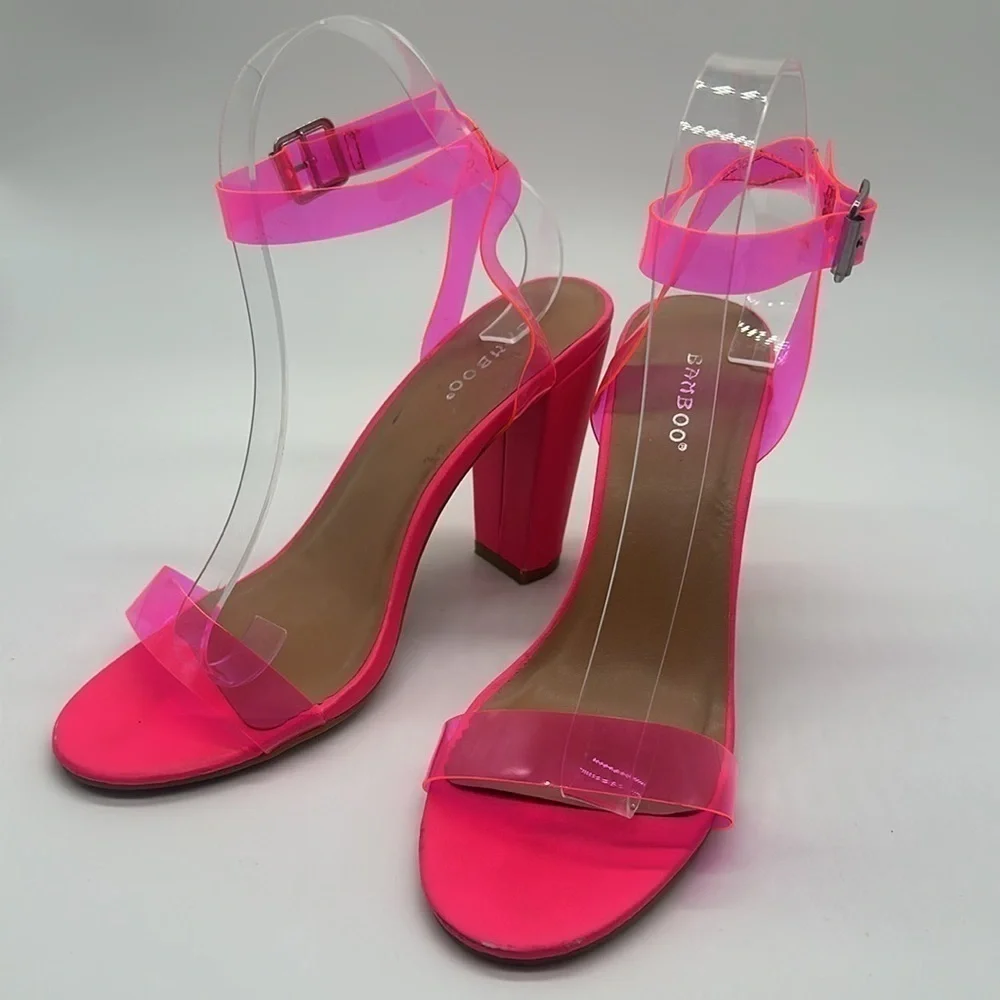 Bamboo Mania-41 One Band Heels Neon Pink Size 8 - Picture 6 of 14